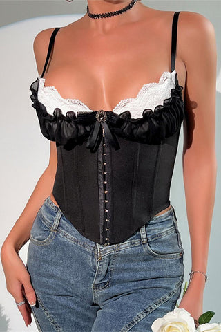 Lace-Trim Corset Tank Top