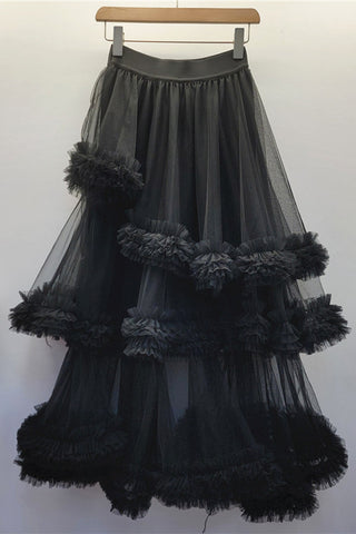 Layered Ruffle Maxi Skirt