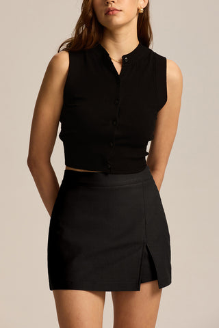Sleek Front-Slit Mini Skirt