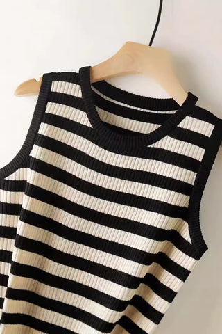 Striped Sleeveless Knit Tank