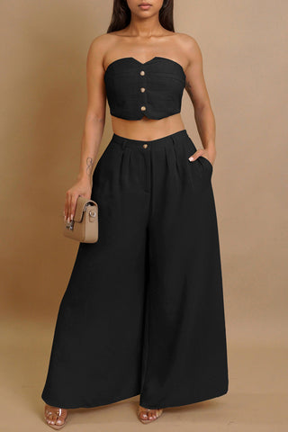 Strapless Wide-Leg Pant Set