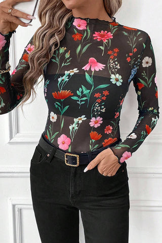 Sleek Animal Print Long Sleeve Top