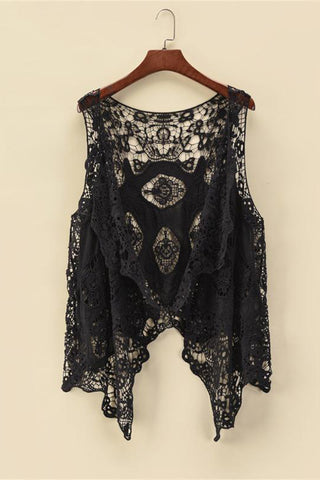 Crochet Sleeveless Layered Blouse