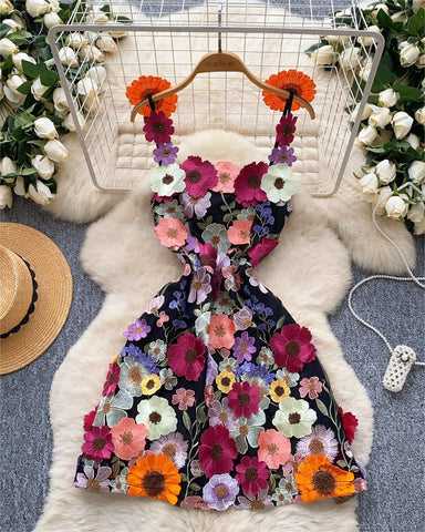 Floral Appliqué Cami Mini Dress