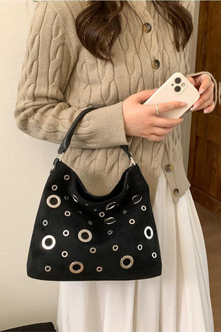 Eyelet-Detail Shoulder Bag
