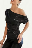 One-Shoulder Sequin Tank Top