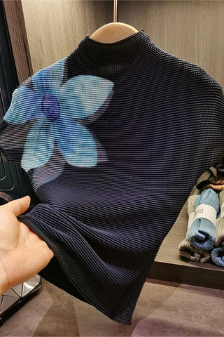Floral Ribbed Highneck T-Shirt