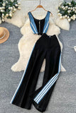 Striped Crop Top and Pants Set