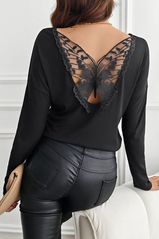 Lace Back Butterfly T-Shirt