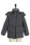 Striped Puffer Jacket with Shoulder Detail