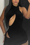 Halter Cutout Evening Dress