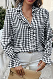 Ruffled Gingham Check Blouse