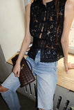 Mandarin Collar Lace Tank Top