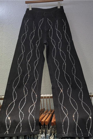 Embellished Straight-Leg Denim Pants