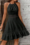 Halter Neck Lace Trim Dress