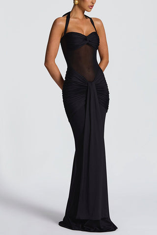 Halter Ruched Evening Gown