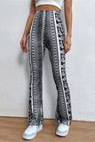 High-Waisted Patterned Flare Pants
