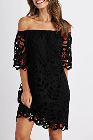 Off-Shoulder Lace Mini Dress