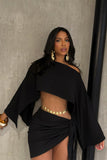 Asymmetric Skirt Set with Tie Detail