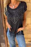 Fringe Hem Studded T-Shirt