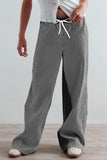 Stripe Drawstring Straight-Leg Jeans