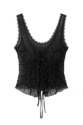 Lace-Up Ruched Tank Top