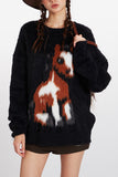Playful Horse Pattern Sweater