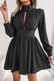 Long-Sleeve Keyhole Casual Dress
