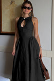Keyhole Detail Casual Midi Dress