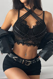 Studded Lace Strappy Tank Top