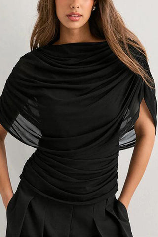 Draped Cowl-Neck Blouse