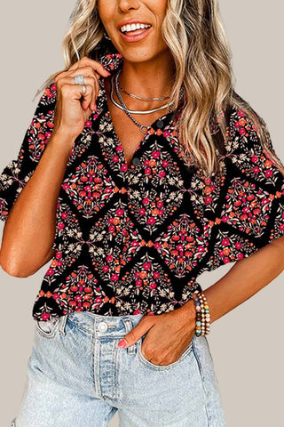 Floral Button-Up Blouse