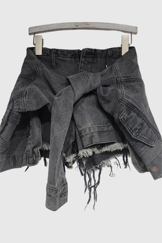 Stylish Button-Front Denim Skort