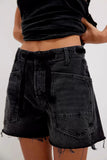 Lace-Up Denim Shorts