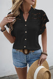 Eyelet Button-Front Blouse