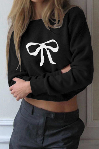 Bow-Accent Crewneck Sweater