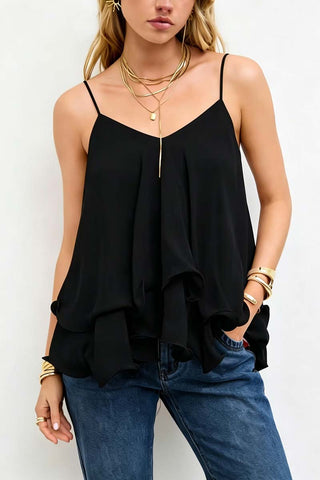 Layered Ruffle Hem Cami Tank
