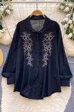 Button-Front Floral Blouse