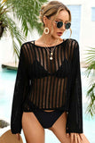 Open-Knit Long Sleeve Blouse