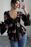 Tie-Front Floral Blouse