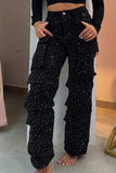 Sparkly Layered Straight Jeans