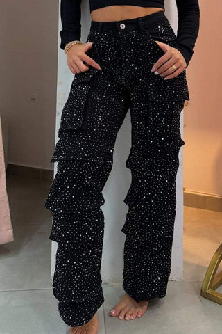 Sparkly Layered Straight Jeans