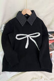 Bow Accent Collared Sweater