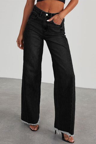 High-Rise Wide-Leg Straight Jeans