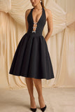 Halter Fit-and-Flare Midi Dress