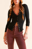 Snap-Button V-Neck Blouse