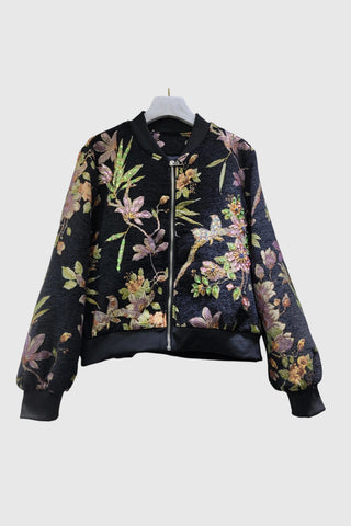 Floral Pattern Bomber Jacket