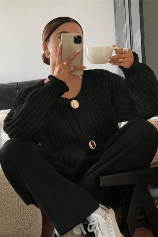 Knit Button Cardigan Sweater