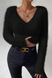 Fluffy V-Neck Sweater