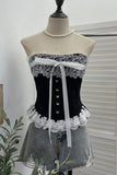 Lace Trim Corset Tank Top